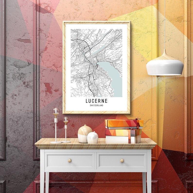 Lucerne Map Print,Switzerland Map,Lucerne Wall Art,City Map Print,DIGITAL DOWNLOAD