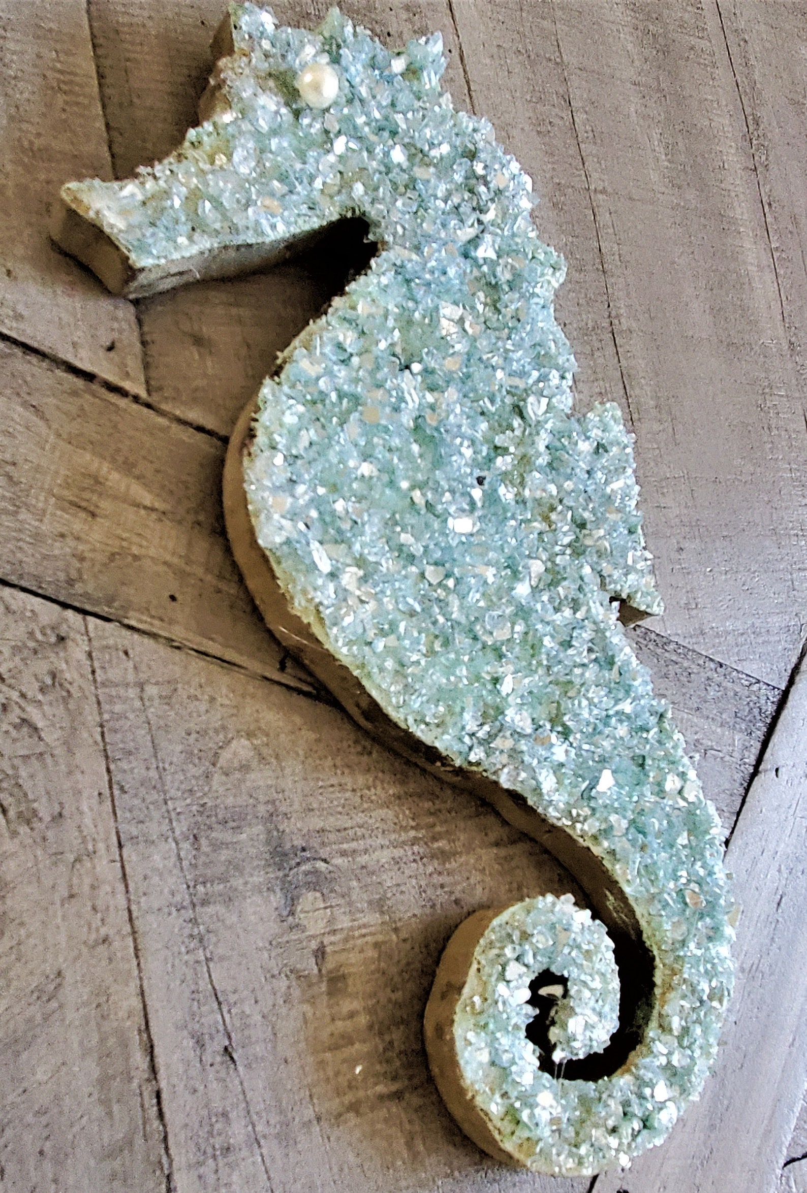 Wood Seahorse Crushed Glass Beach Art Seahorse Wall Decor Sea | Etsy