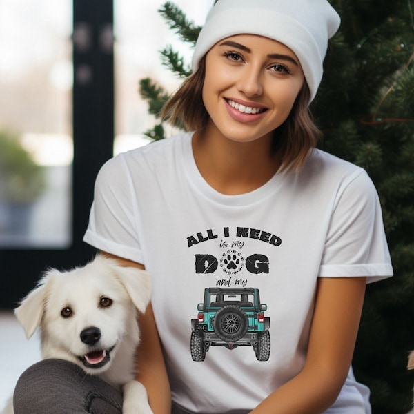 All I Need Is My Dog & 4x4 Truck T-Shirt, You Can CUSTOMIZE TRUCK COLOR, Dog Paw Love, Offroad Gift, Pet Lover Tee, Rock Crawler Shirt