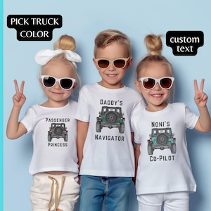 CUSTOM TEXT Toddler Size Off-roading 4x4 T-Shirt, You Pick Truck Color, Unique 4 Wheeling Mudding Apparel Personalized Gift for Boy or Girl