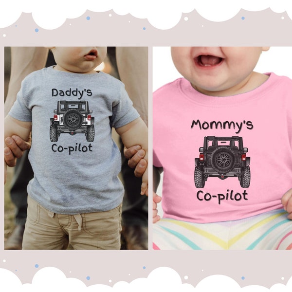 CUSTOM Off-road Toddler T-shirt YOU PICK 4x4 Truck Color Daddy's or Mommy's Co-pilot Tee Baby Infant Pre-Toddler Mudding Gift Father Mother