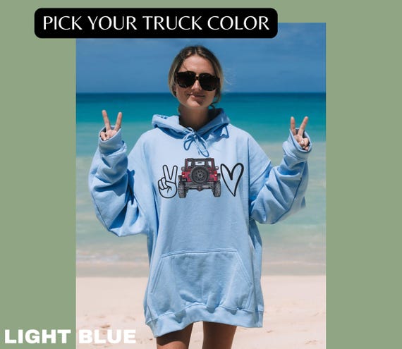 CUSTOM Peace Love 4x4 Truck Club Hoodie for Women, Off-Road Mudding Gift For the Girly Trail Hunter, Apparel Present Unisex Sizes S to 5XL