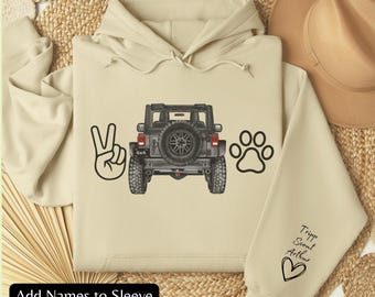 Custom Dog Lover Hoodie + Sleeve Design YOU PICK 4x4 Offroad Truck Color Pet Names Oversize Hooded Sweatshirt to Size 5XL Unique Puppy Gift
