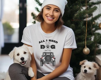 All I Need Is My Dog & 4x4 Truck T-Shirt, You Can CUSTOMIZE TRUCK COLOR, Dog Paw Love, Offroad Gift, Pet Lover Tee, Rock Crawler Shirt