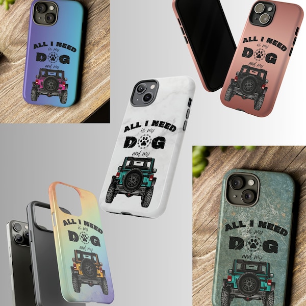 CUSTOM 4x4 Off-road Smart Phone Case for Dog Lover You Pick Truck Color & Background Mobile Cell Device Protection for iPhone Models