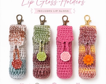 Crochet Lip Balm Holder Keychain with Lip Gloss Included |Purse Charm | Backpack Accessory