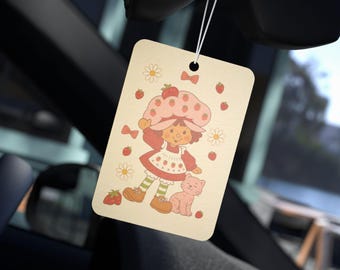 Strawberry Shortcake Air Freshener – Strawberry Scented • Double-Sided Hanging Car Accessory