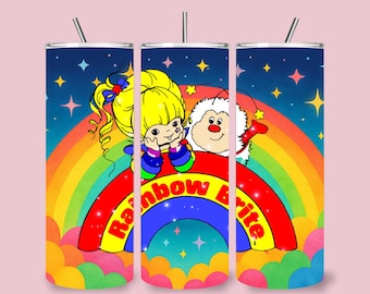Rainbow Brite Tumbler • 20oz Stainless Steel Cup with Name • Retro 80s Drinkware