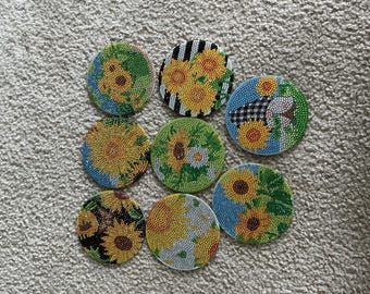 Posavasos con diseño de girasoles y diamantes