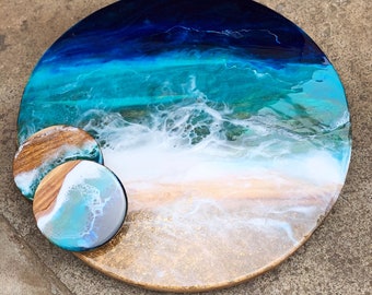 Lazy Susan | Ocean Waves | Ocean Resin Waves | Dining table decor | Platter | Serving board | Gift for her | Mother's Day gift | Poison