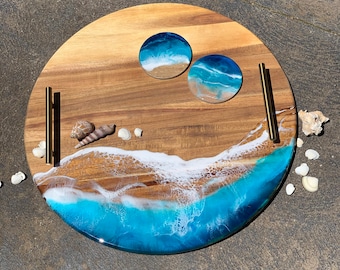 3D Waves | Serving board | Round serving board | Ocean Resin Waves | Charcuterie board | Dining Table Decor | Cheese board | Xmas poison