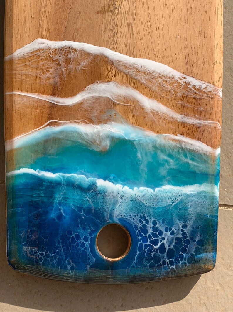 Cheese lover |Kitchenware |Dining Decor Serveboard |DiningTable decor Long Cheese board |HomeDecor Resinart Gift ideas OCEAN WAVES