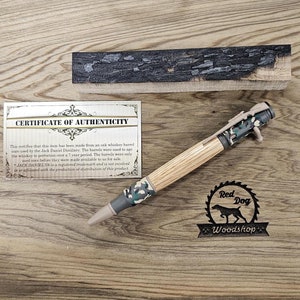 Jack Daniel's Camo Bolt Action Pen, Echter Jack Daniel's Barrel Daube, Soldat, Jäger, Strafverfolgung, veteran, EDC, Abschlussfeier, Jäger