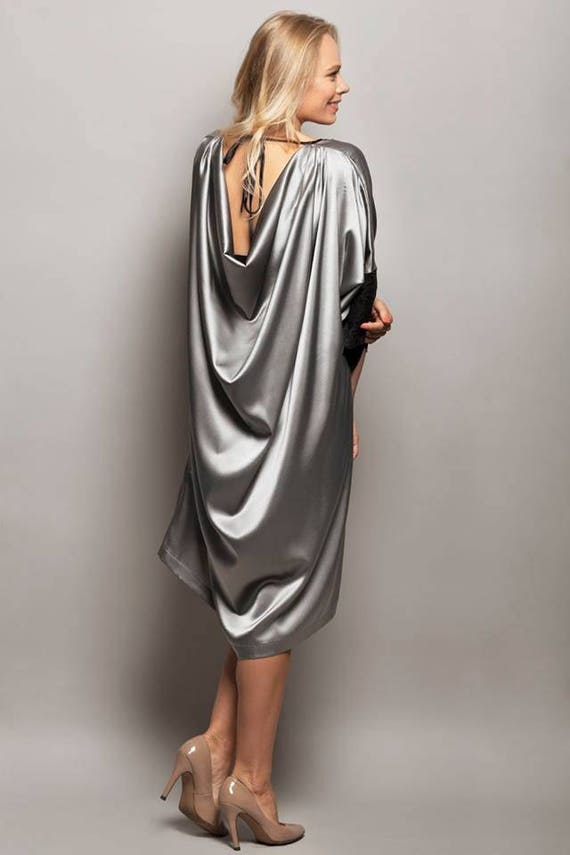 silver silk robe