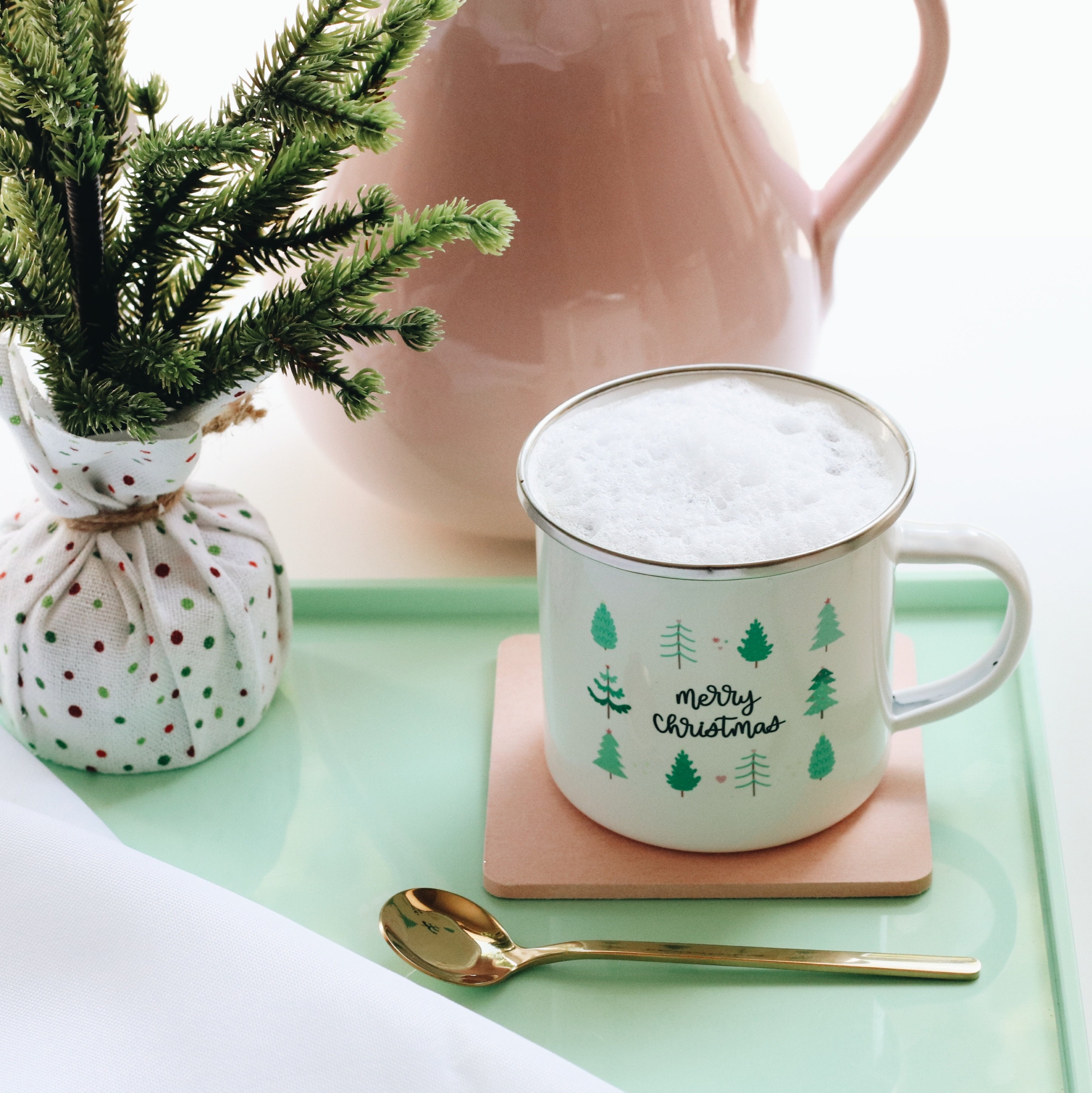 Christmas Coffee Mug Happy Holiday Mug Camping Mug Enamel | Etsy
