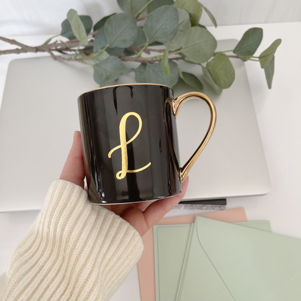 Initial Letter Coffee Mug Initial Coffee Mug Gift for Etsy