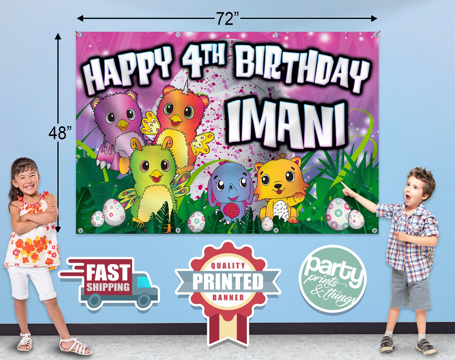 Personalized Custom Name Birthday Vinyl Banner Hatchimals Etsy