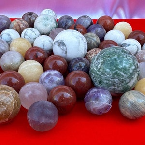 Mineral Marbles Collection, 53 pieces, Marbles, Polished Marbles, Game for kids, Fun Game, Polished Mineral Marbles, Mineral Sphere, 13 oz