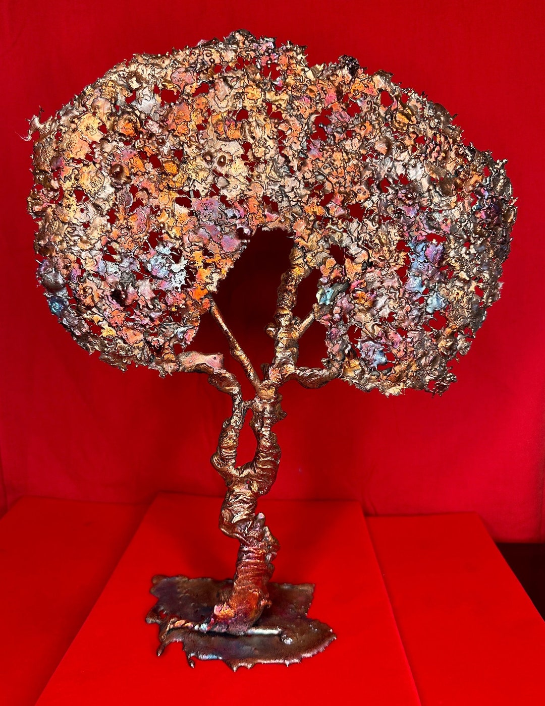 Beautiful Large Splash Copper Oak Tree Sculpture, Copper Art, Arizona