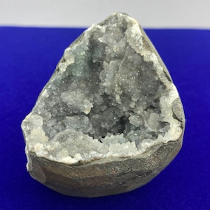 Black Druzy Crystal Geode on Basalt: India Specimen, 138 grams