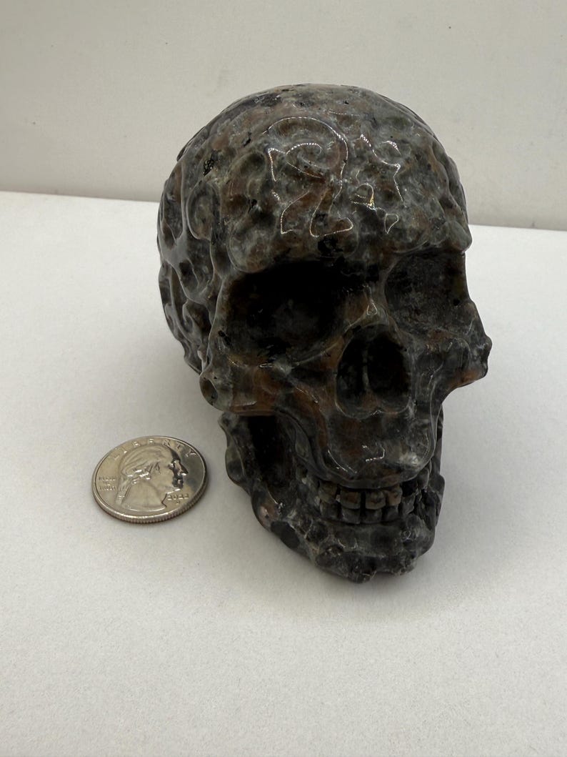 Handmade Yooperlite Skull: Fluorescent UV Stone Decor, 1 lb 5.6 oz image 7
