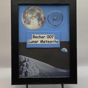 Bechar 007 Lunar Meteorite Display, Handmade Display, Genuine Moon Rock, Unique Space Gift,  Rare Lunar Specimen in Elegant Display Case
