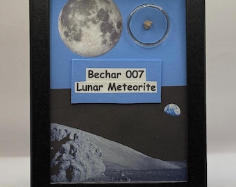 Bechar 007 Lunar Meteorite Display, Handmade Display, Genuine Moon Rock, Unique Space Gift,  Rare Lunar Specimen in Elegant Display Case