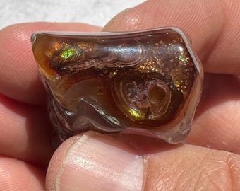 Mexican Fire Agate: Red, Green Gemstone, Rare and Unique Stone, 16.72g/83.6ct