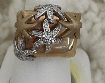 Sonia B. 14K Yellow Gold Diamond Starfish Cocktail Ring Size 8.5