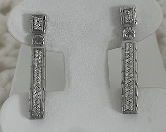 John Hardy Sterling Silver & 18K Gold Diamond Dangle Earrings