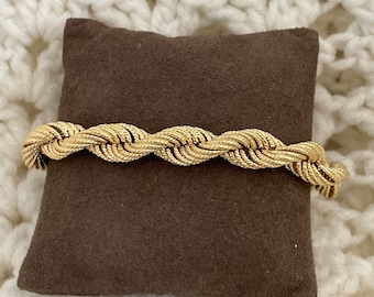 14K Italy Yellow Gold Twisted Rope Intertwined Chain Bracelet - 19.6 grams