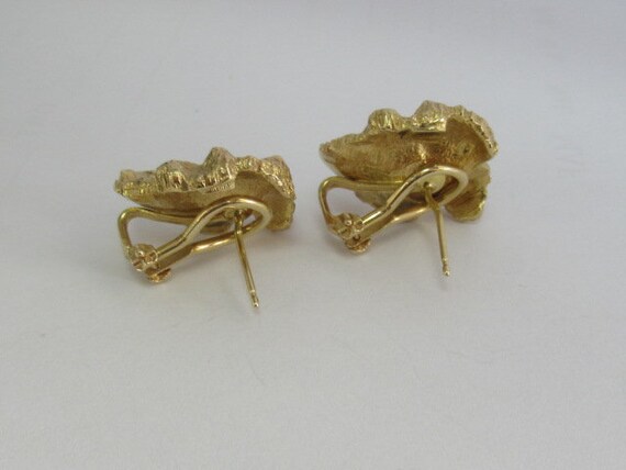 14K Yellow Gold Nugget Diamond Earrings - image 4