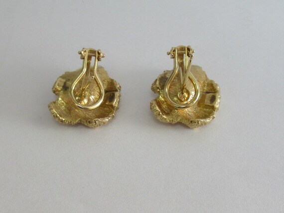 14K Yellow Gold Nugget Diamond Earrings - image 5