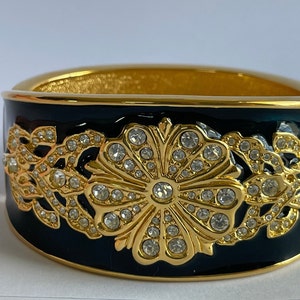 Joan Rivers Blue Enamel and Crystal Bangle Bracelet Classics Collection