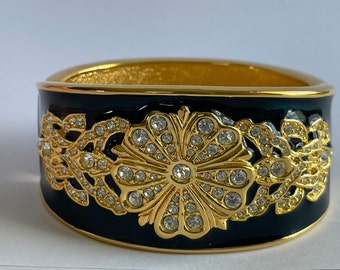Joan Rivers Blue Enamel and Crystal Bangle Bracelet Classics Collection