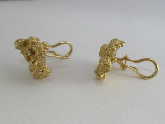 14K Yellow Gold Nugget Diamond Earrings - image 3