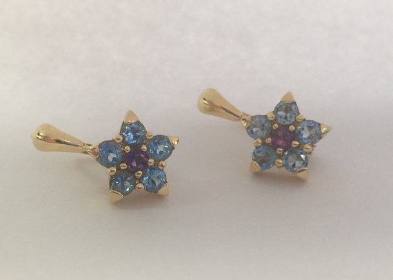 18K Le Gi Amethyst and Topaz Star Shaped Earrings - image 1