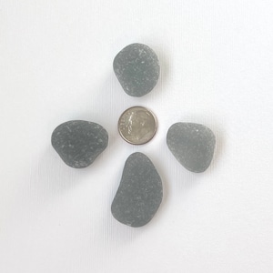 4 Pieces, Genuine Sea Glass Beach Glass Gems from Nova Scotia, Beautiful Gray Chunks for Pendants - 3-22-5
