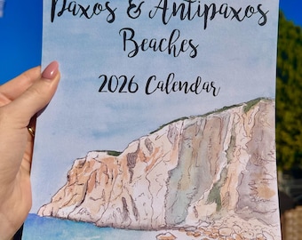 Paxos & Antipaxos Beaches 2026 Calendar, A4, Paxos Art | Gift | Gaios | Loggos | Lakka | Greece | PoppyonPaxos