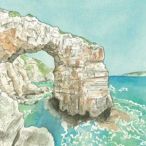 Aquarelldruck des Tripitos-Bogens, Paxos, Griechenland von Poppy