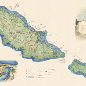 Ungefaltetes Poster von Poppy's Map of Paxos 2018 Edition – nur Vorderseite – auf Bestellung gedruckt