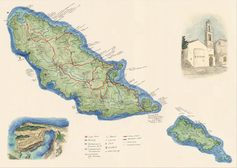 Pacioos Map Paxos Map Art Print – Poppy's 2018 Edition, Non-folded, Front Only ...