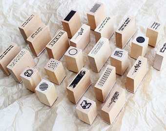 wood stamp  rubber stamp 24 options | small wood rubber stamps- cute pattern design m04 wood stamp BS