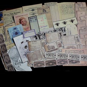 46 pcs /Vintage junk journal kit pack, card, journal scrapbook ,vintage ephemera T03 v1 SU-L1