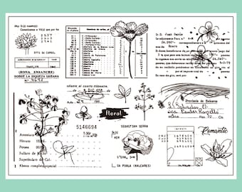 clear Stamp Set Clear Stamps cotton plant botanical Transparent Stamp S14
