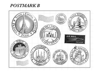 Bullet Journal Planner Postal Airmail Stamp Airmail Par Avion Postmark Rubber Stamp Postage Clear Transparent Stamp Train Luggage Tag