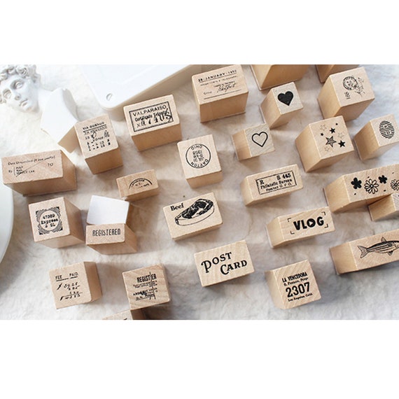Wood Stamp Rubber Stamp 28 Options Small Wood Rubber Stamps Postmark  Scrapbooking Collage Fish Beef Love Flower M04 Wood Stamp-28 -  Canada