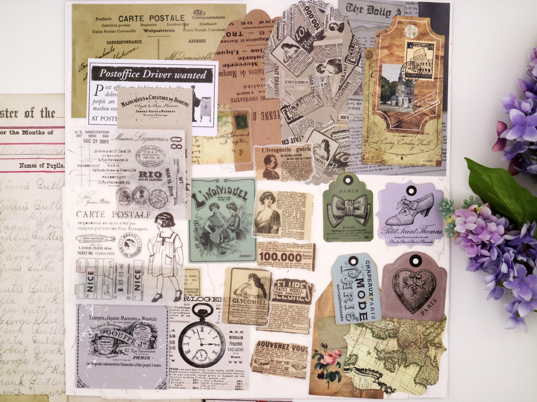 Vintage Junk Journal Kit Pack, Card, Sticker Pack,journal Scrapbook ...