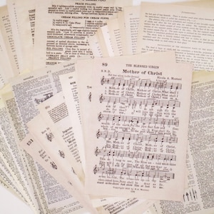 Vintage and Antique Paper Ephemera Pack newspaper Book music Paper 55 Pages Mixed Lot Collage Su-l