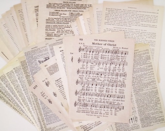 Vintage und Antique Papier Ephemera Pack Zeitung Buch Musik Papier 55 Seiten Mixed Lot Collage Su-l